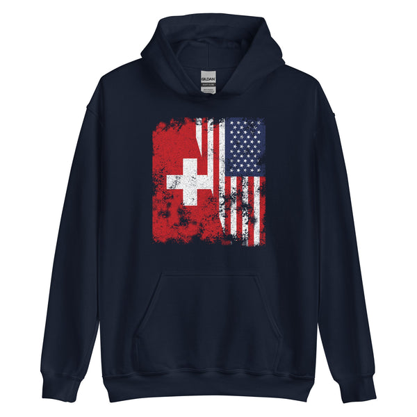 Switzerland USA Flag - Half American Hoodie