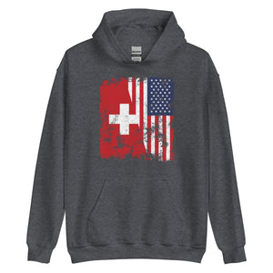 Switzerland USA Flag - Half American Hoodie