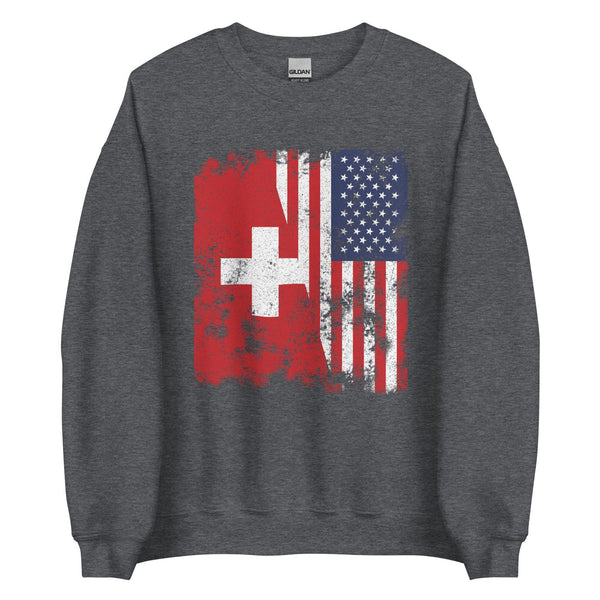 Switzerland USA Flag - Half American Sweatshirt