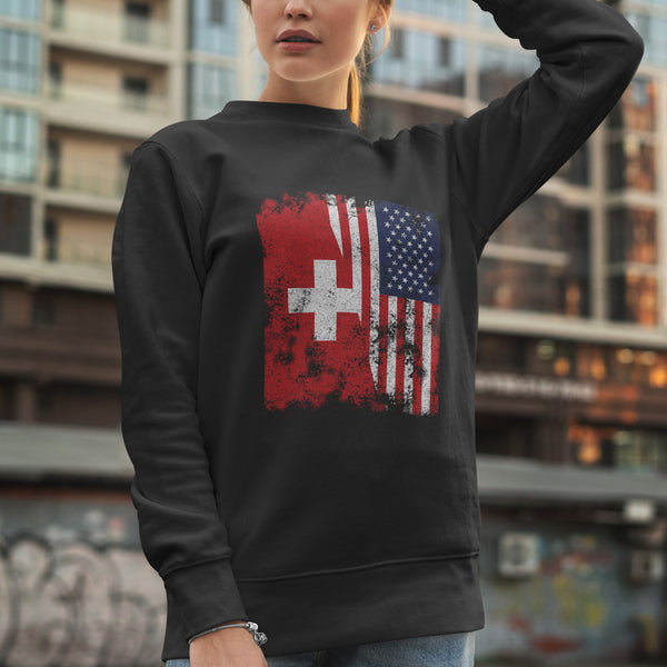 Switzerland USA Flag - Half American Sweatshirt