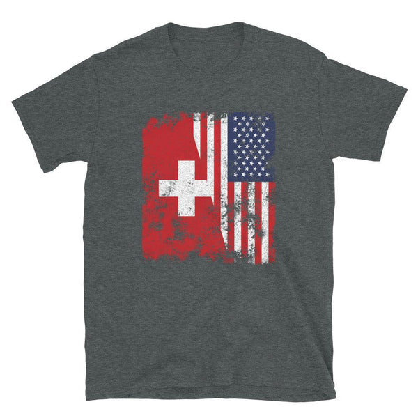 Switzerland USA Flag - Half American T-Shirt