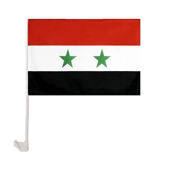 Syria Car Flag with Window Clip and Pole - Flag for Car Window