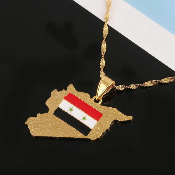 Syria Flag Map Necklace