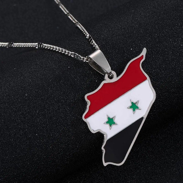 Syria Flag Map Necklace