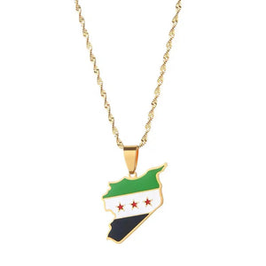 Syria Flag Map Necklace