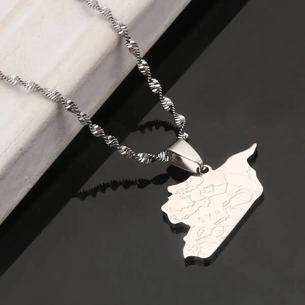 Syria Flag Map Necklace