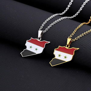 Syria Flag Map Necklace