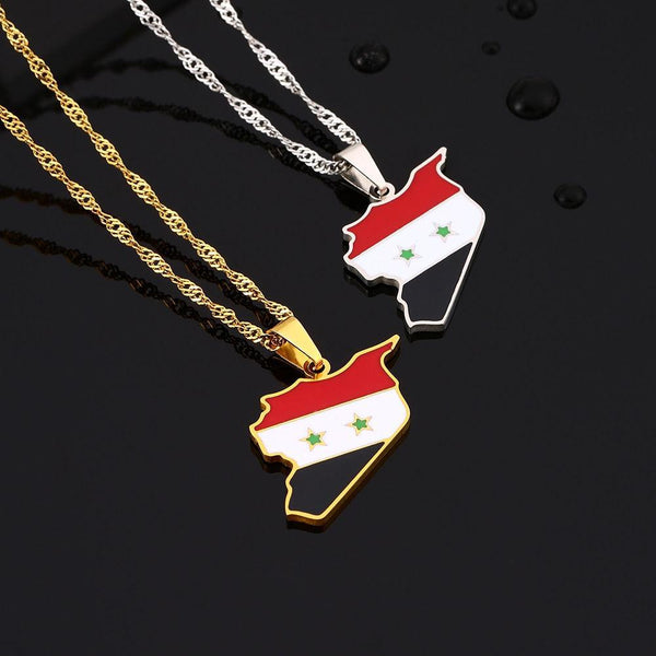 Syria Flag Map Necklace