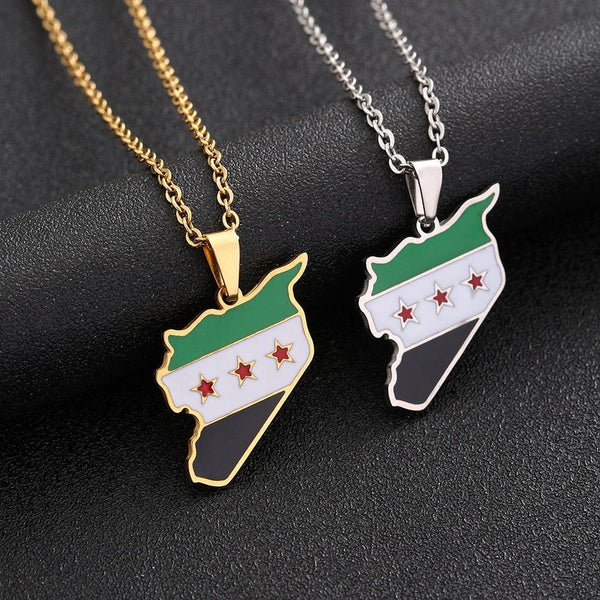 Syria Flag Map Necklace