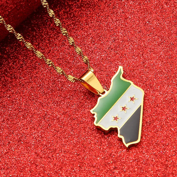 Syria Flag Map Necklace