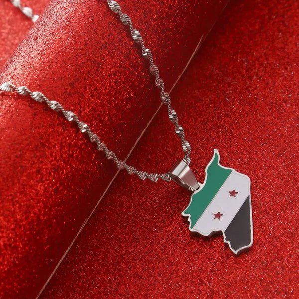 Syria Flag Map Necklace