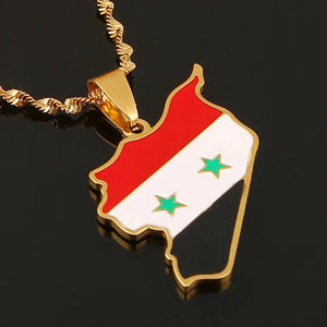 Syria Flag Map Necklace