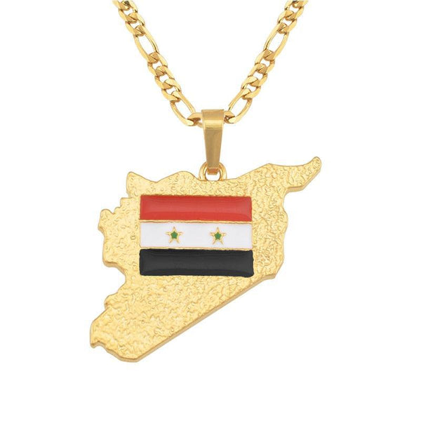 Syria Flag Map Necklace