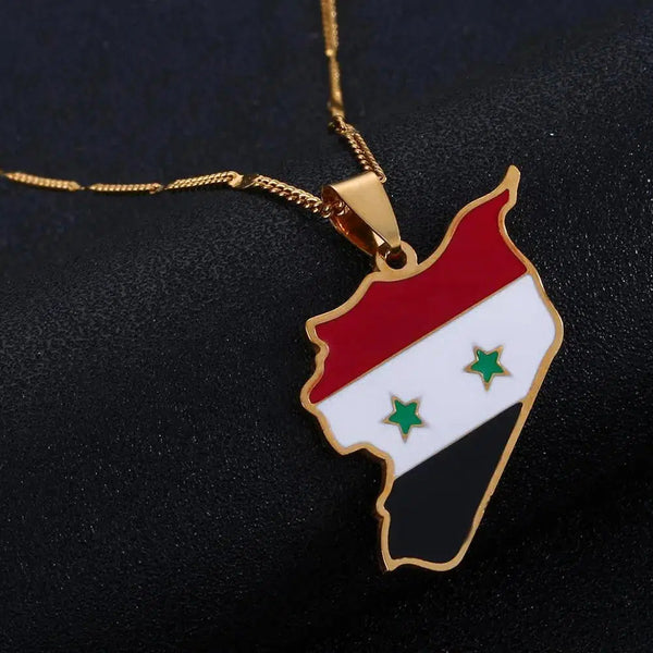 Syria Flag Map Necklace