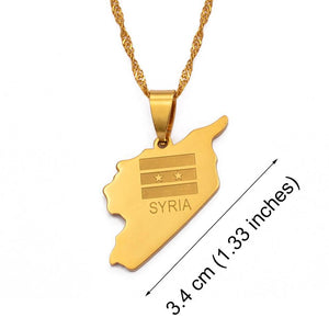 Syria Flag Map Necklace