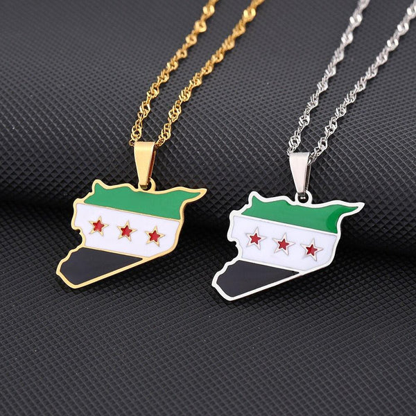 Syria Flag Map Necklace