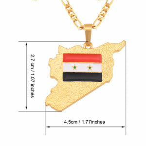 Syria Flag Map Necklace