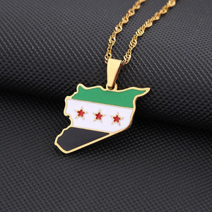 Syria Flag Map Necklace