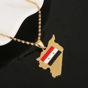 Syria Flag Map Necklace