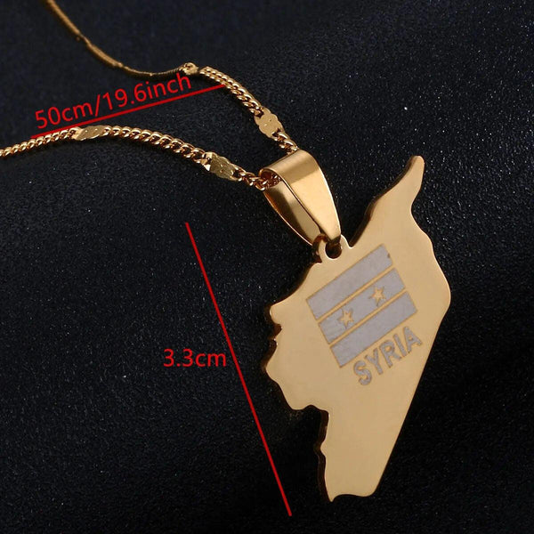 Syria Flag Map Necklace