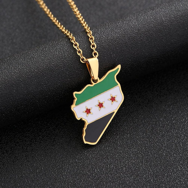 Syria Flag Map Necklace