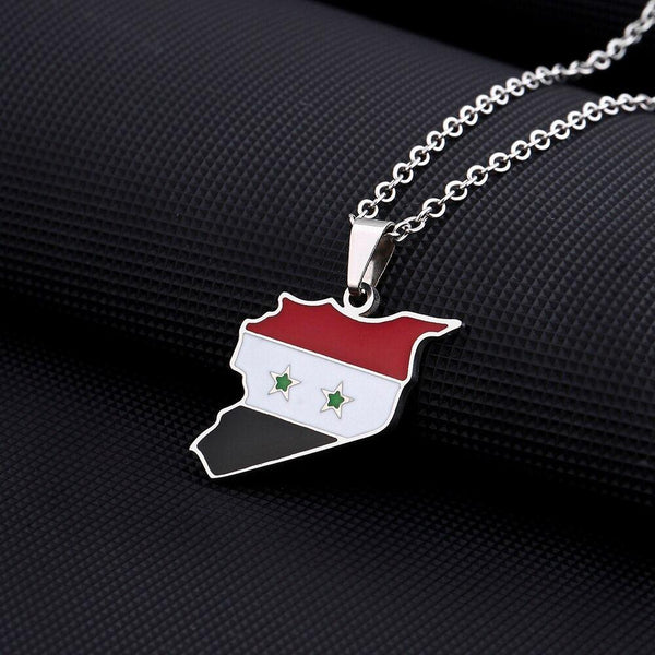 Syria Flag Map Necklace