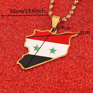 Syria Flag Map Necklace