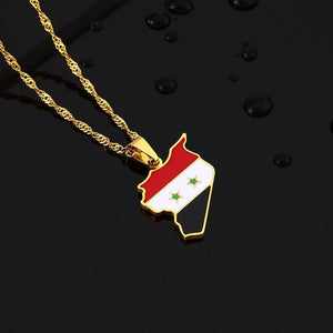 Syria Flag Map Necklace