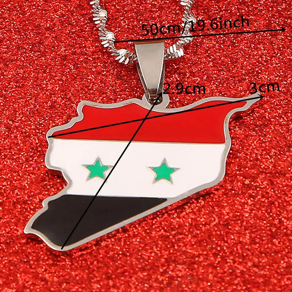 Syria Flag Map Necklace