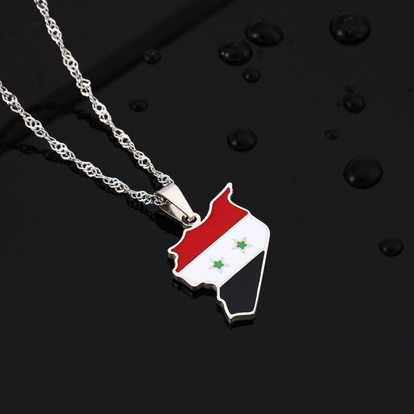 Syria Flag Map Necklace