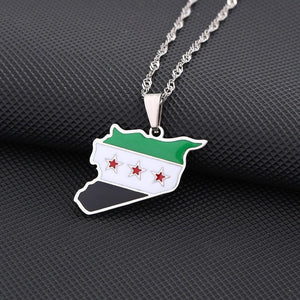 Syria Flag Map Necklace