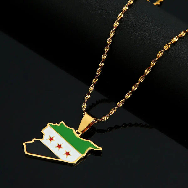 Syria Flag Map Necklace