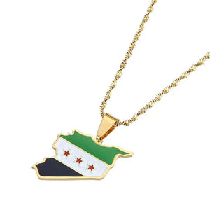 Syria Flag Map Necklace