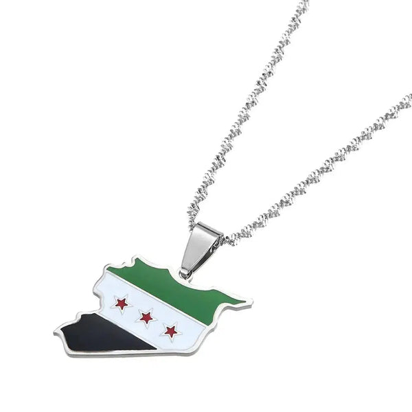 Syria Flag Map Necklace