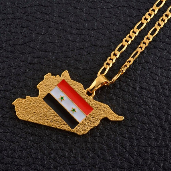 Syria Flag Map Necklace