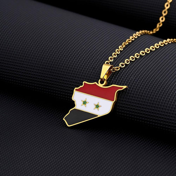 Syria Flag Map Necklace