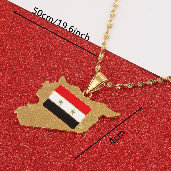 Syria Flag Map Necklace