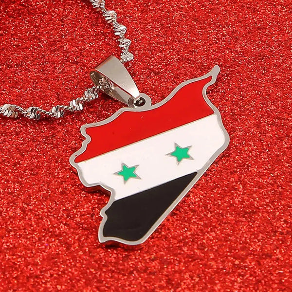 Syria Flag Map Necklace