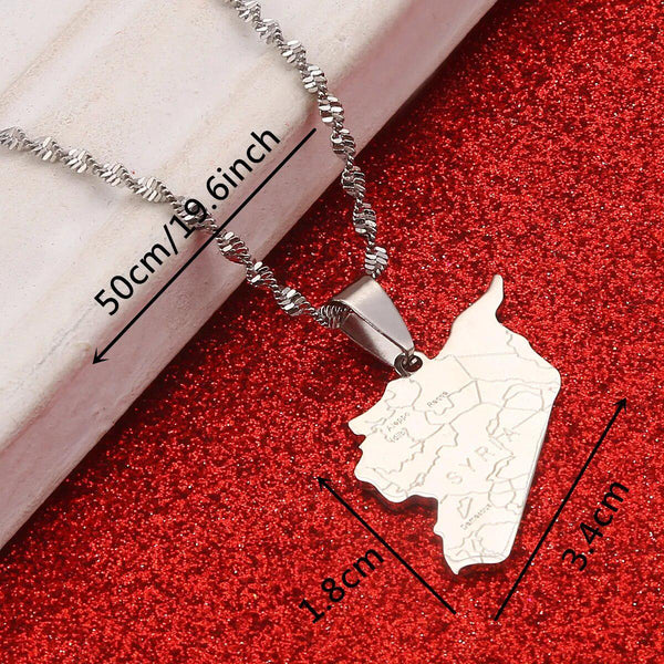 Syria Flag Map Necklace