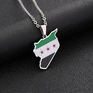 Syria Flag Map Necklace