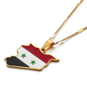 Syria Flag Map Necklace