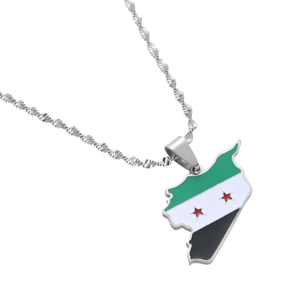 Syria Flag Map Necklace