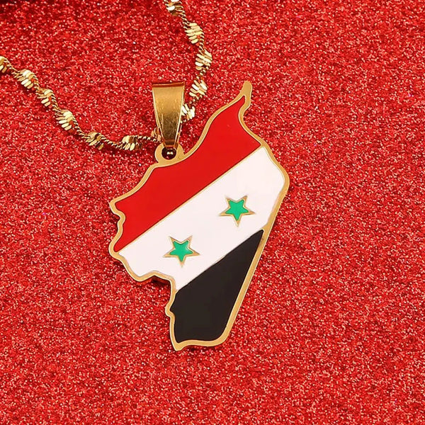 Syria Flag Map Necklace