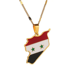 Syria Flag Map Necklace