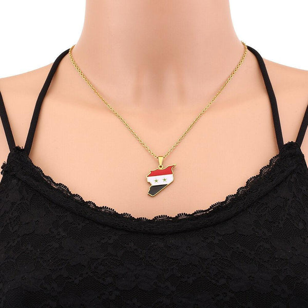 Syria Flag Map Necklace