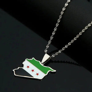 Syria Flag Map Necklace