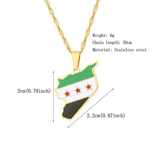 Syria Flag Map Necklace