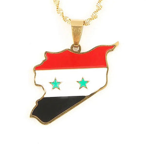 Syria Flag Map Necklace