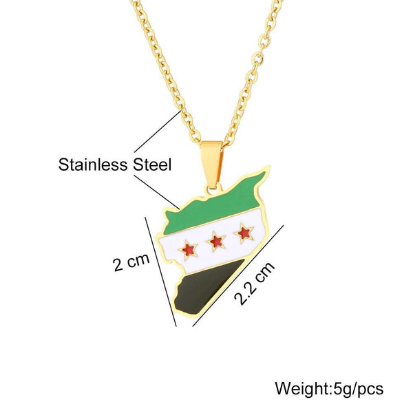 Syria Flag Map Necklace