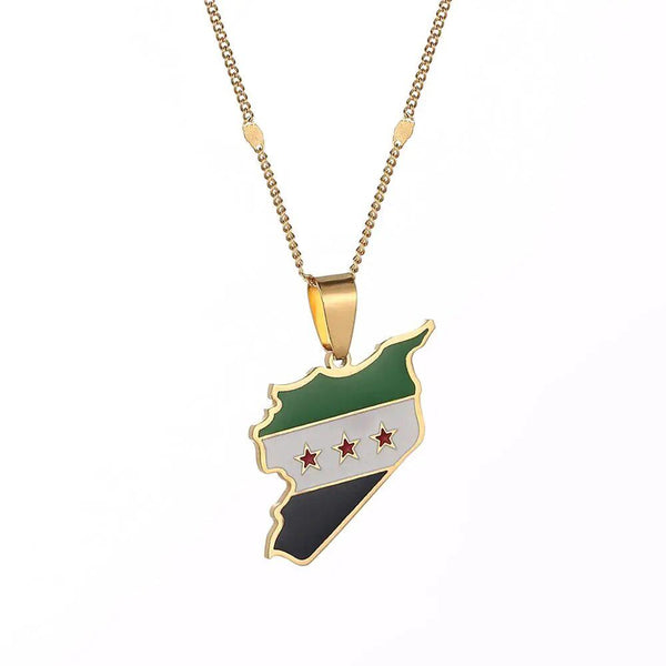 Syria Flag Map Necklace